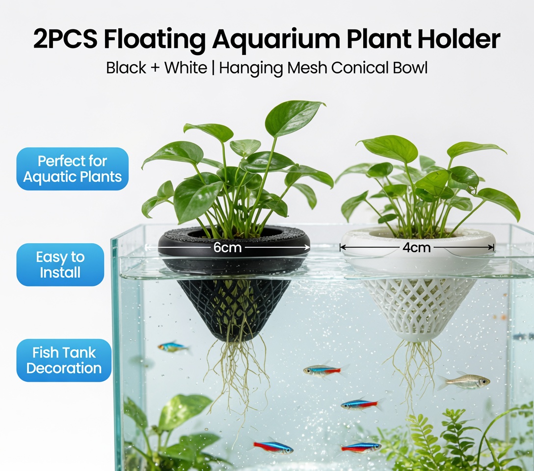 قطعتان من حامل النباتات العائم - مراجعة Aquarium Fish Enrichment وسعره