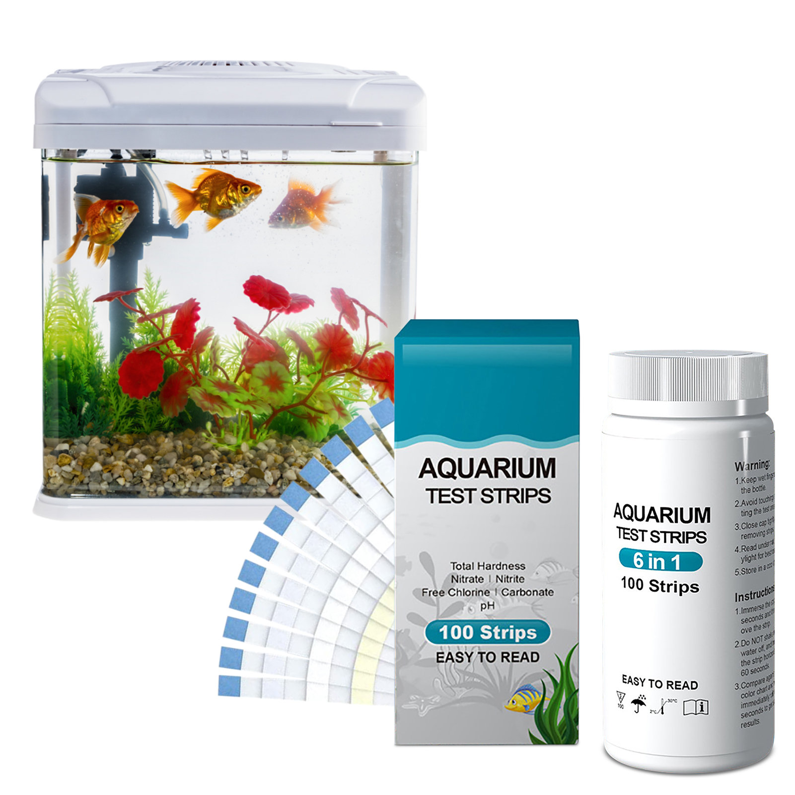 100 قطعة 6 في 1 شرائط اختبار ج - مراجعة Aquarium Test Kit وسعره