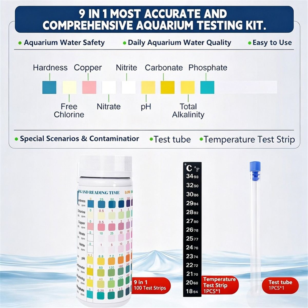 شرائط اختبار الأحواض المائية H - مراجعة Aquarium Test Kit وسعره