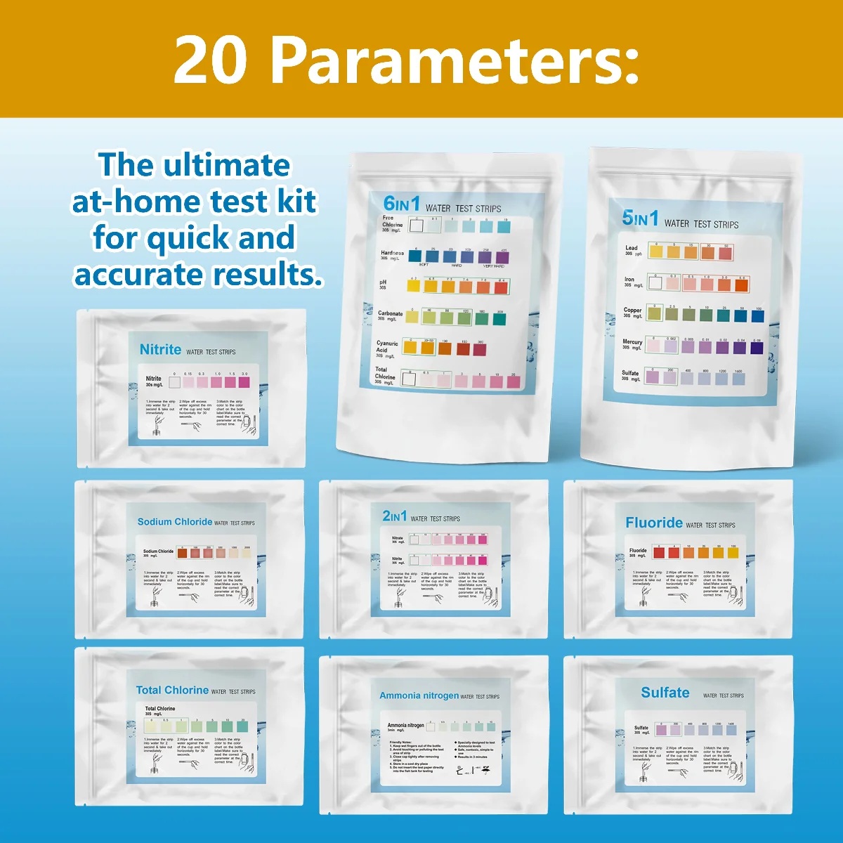 شرائط اختبار المياه YAGO 20 في - مراجعة Aquarium Test Kit وسعره