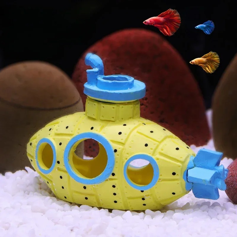 زينة على شكل غواصة من الراتنج  - مراجعة Aquarium Fish Enrichment وسعره