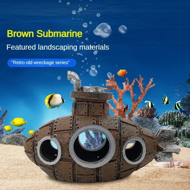 زينة على شكل غواصة من الراتنج  - مراجعة Aquarium Fish Enrichment وسعره